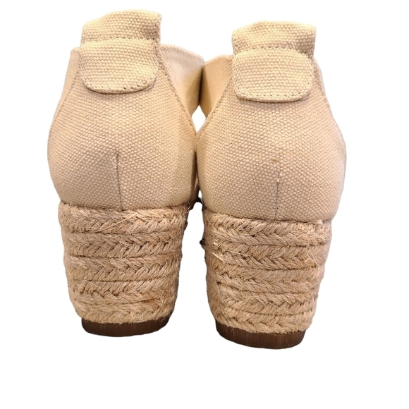 Jute Natural Open-front Sandals with Front Zipper and Wedge Heel, Size 7 - Picture 8 of 16